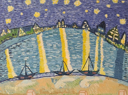 Lot 322 - Iulian Atomei, Starry Night at Marsailles Port,...