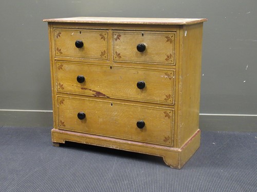 Lot 423 - A painted pine chest of two short over two...