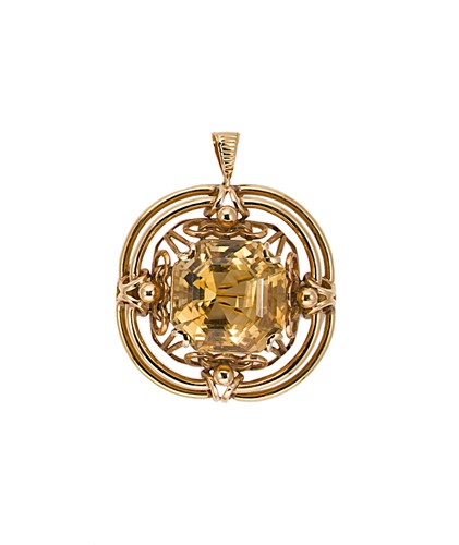 Lot 58 - A citrine pendant/brooch