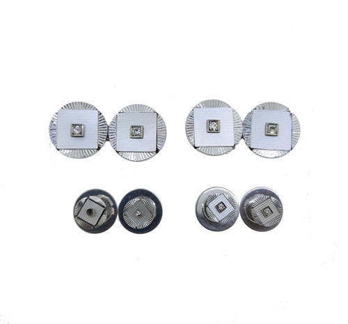 Lot 185 - A set of diamond cufflinks and dress studs