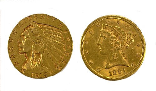 Lot 417 - Two United States of America Half Eagle $5 gold coins