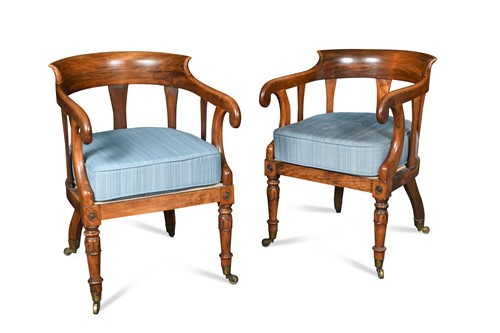 Lot 458 - A pair of late Regency mahogany armchairs