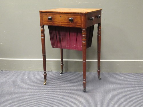 Lot 475 - A 19th century walnut and crossbanded works...
