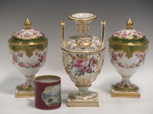 Lot 25 - A Pratt ware jug together with a pair of...