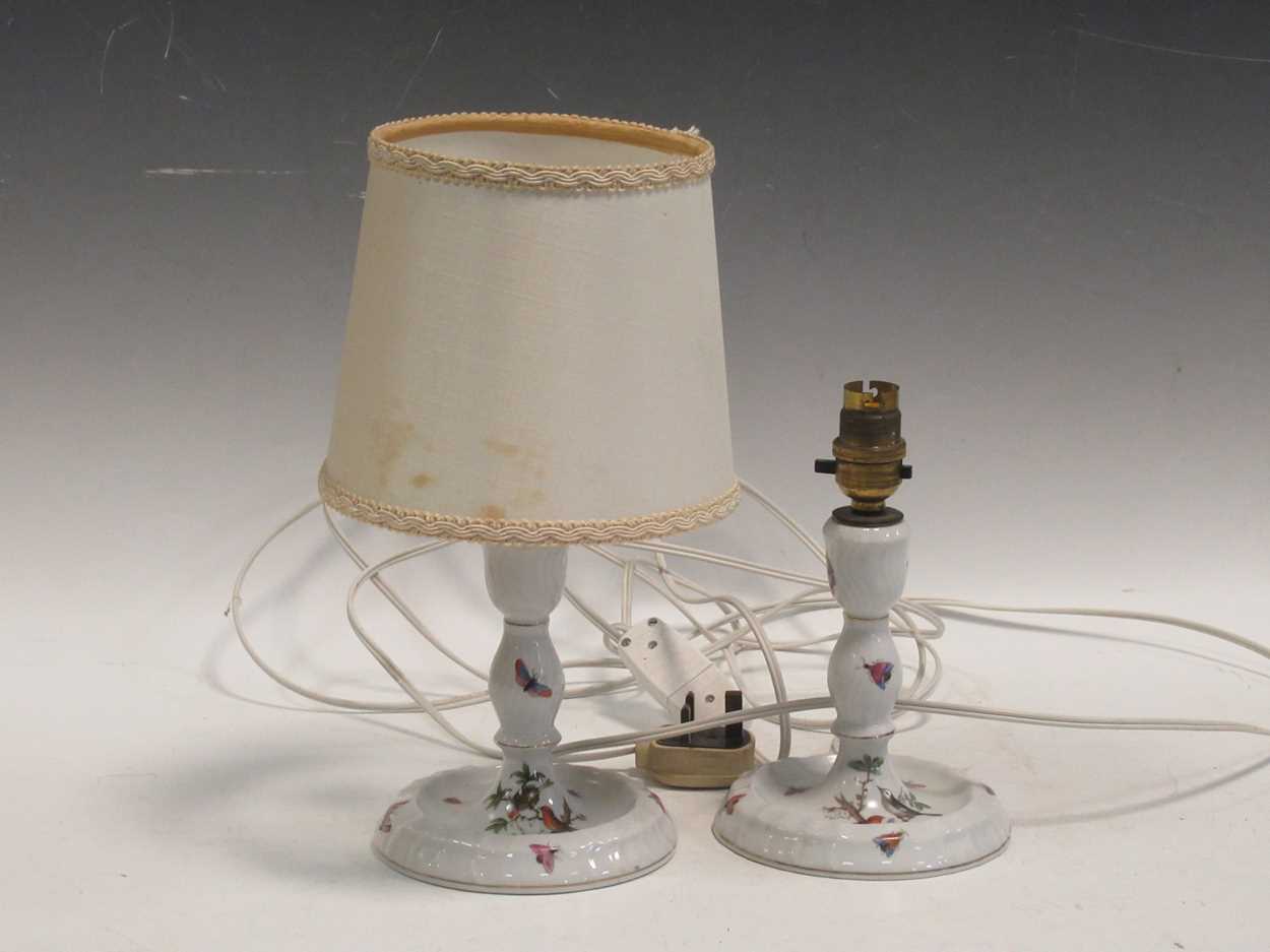 Lot 84 - A pair of Herend candlesticks, as lamps, 22cm...