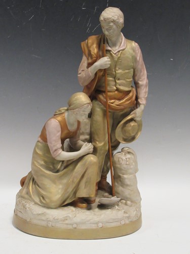 Lot 29 - Large Royal Dux harvest couple figurine, no...