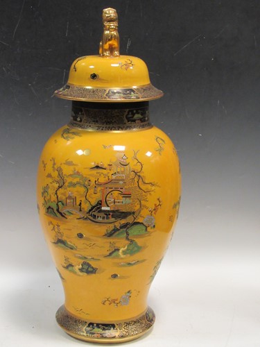 Lot 54 - A large Carlton ware temple vase and cover in...