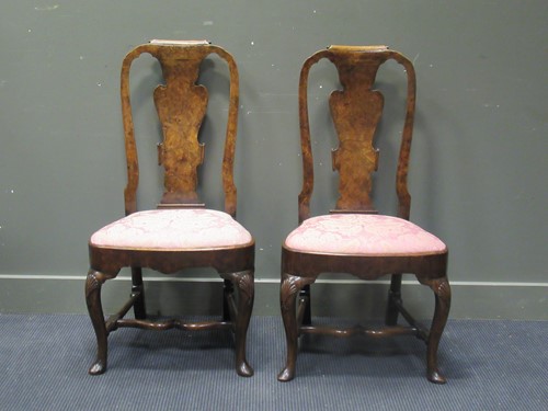 Lot 470 - Pair of Queen Anne style chars with drop in seats