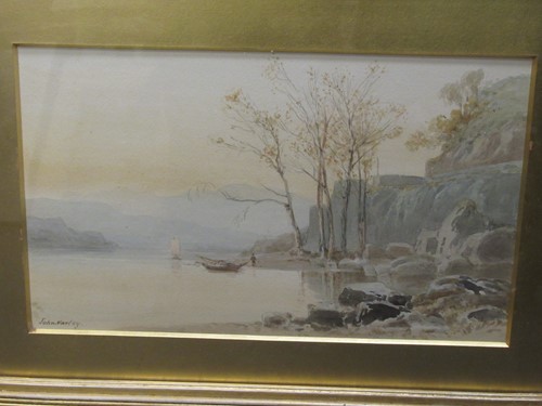 Lot 302 - Manner of John Varley, watercolour river scene...