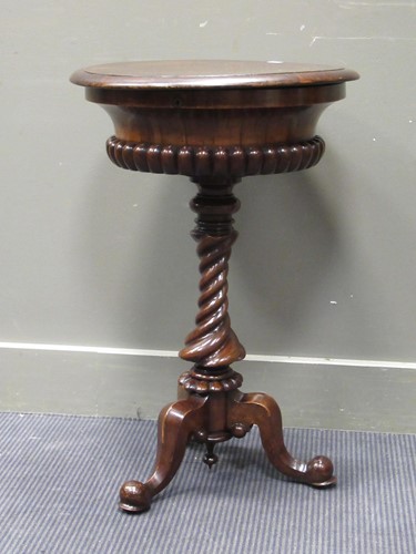 Lot 518 - A William IV burr walnut circular top work...