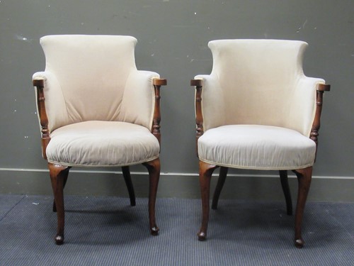 Lot 603 - A pair of mahogany tub easy armchairs, the...