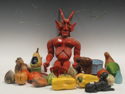 Lot 45 - A collection of ceramic and wooden fruit and...