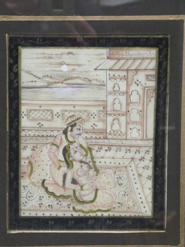 Lot 263 - Two Mogul style erotic paintings of lovers...