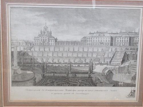 Lot 303 - 18th century engraving of Peterhof palace, St...