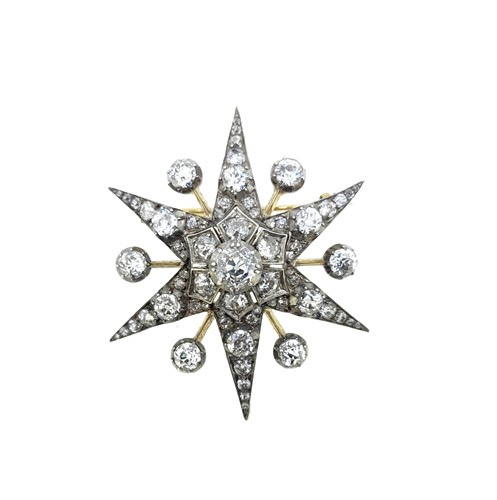 Lot 222 - A Victorian diamond star brooch