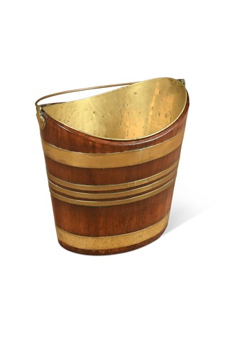 Lot 214 - A George III mahogany and brass peat bucket