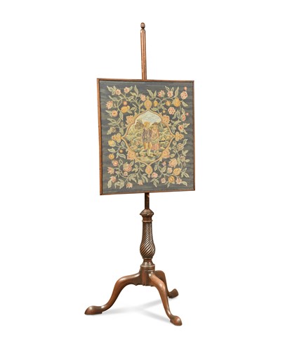 Lot 477 - A George III and later mahogany polescreen