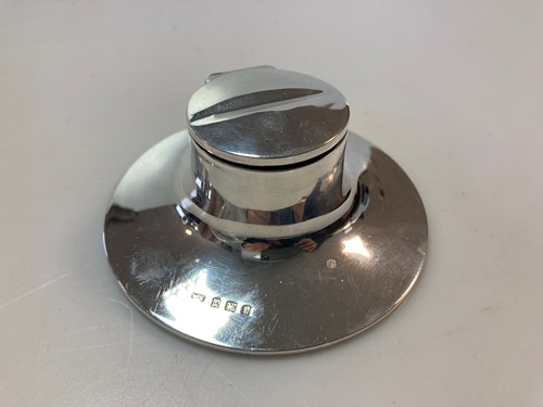 Lot 210 - A silver capstan desk inkwell with glass...