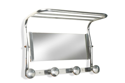 Lot 173 - A mid-century polished aluminium 'Pullman' style coat rack