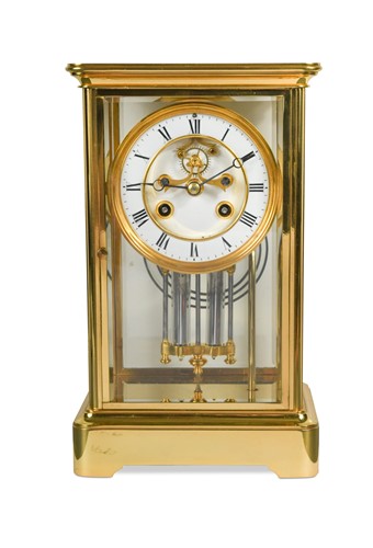 Lot 473 - A French four glass mantel clock, late 19th century