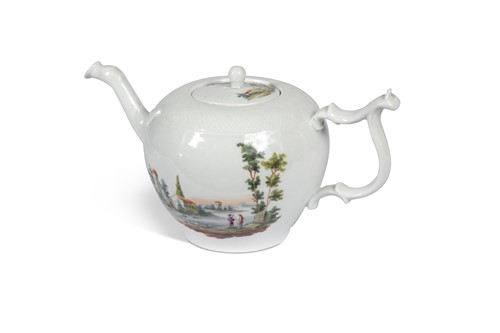 Lot 423 - A continental porcelain teapot and cover