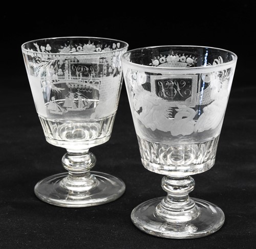 Lot 373 - A Sunderland Bridge glass goblet, circa 1830