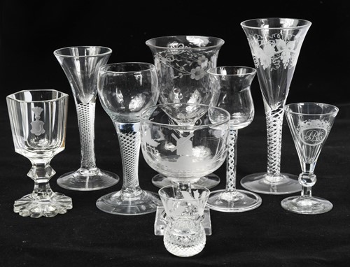 Lot 371 - A collection of glasses, 18th century and later