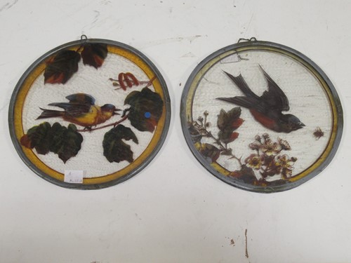 Lot 62 - A pair of stained glass roundels, 21.5cm (2)