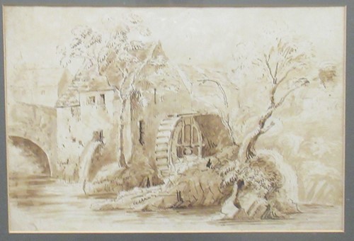 Lot 325 - A mill and a ruined gatehouse, watercolour on...