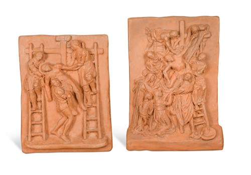 Lot 502 - Two terracotta relief panels of the Deposition, 1864