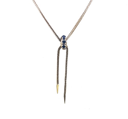 Lot 111 - A 9ct gold sapphire necklace