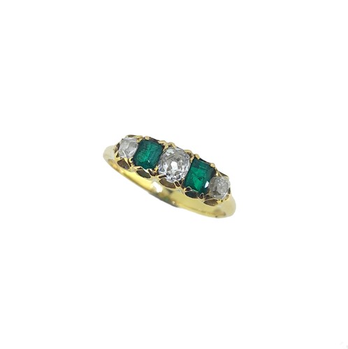 Lot 149 - An emerald and diamond five stone ring