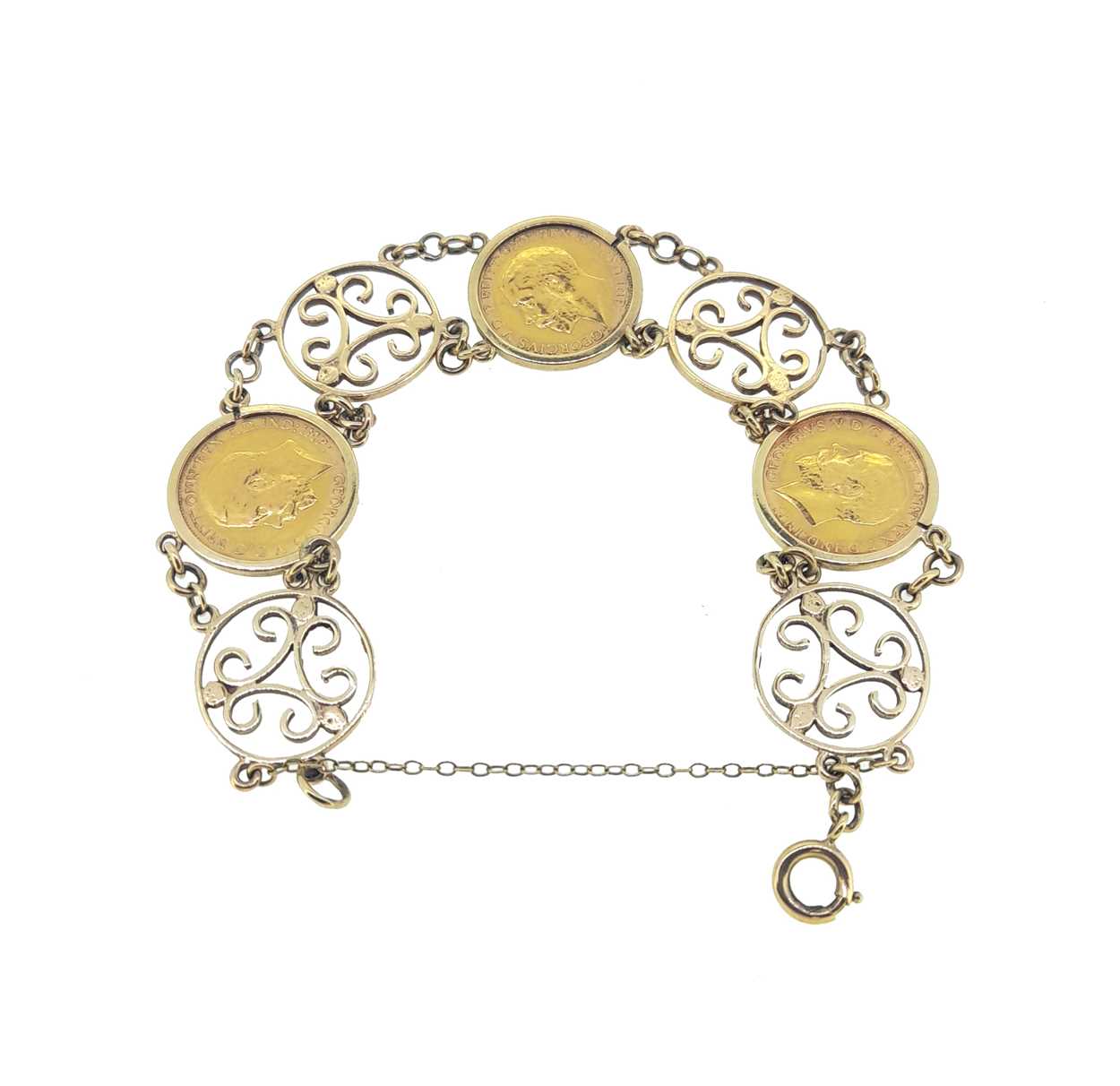 Lot 193 - A late 20th century half sovereign bracelet