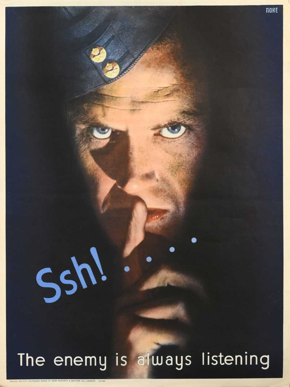 Lot 334 - Eleven World War Two propaganda posters, 'Ssh!....