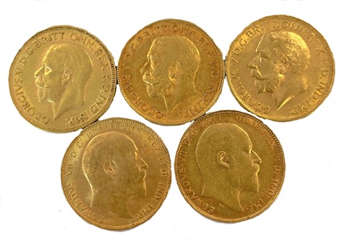 Lot 407 - Five 'King's Head' sovereigns