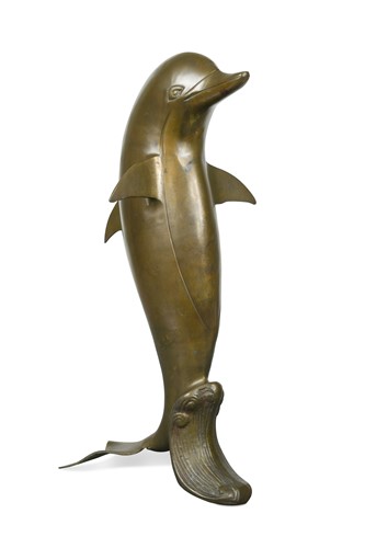 Lot 95 - A contemporary bronze model of a dolphin