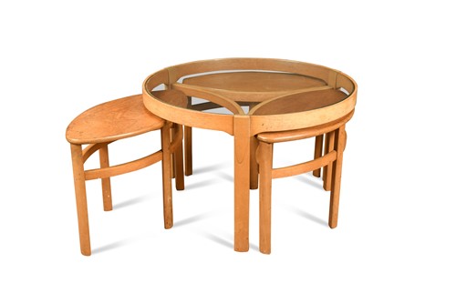 Lot 155 - A 20th century bentwood and glass nest of tables