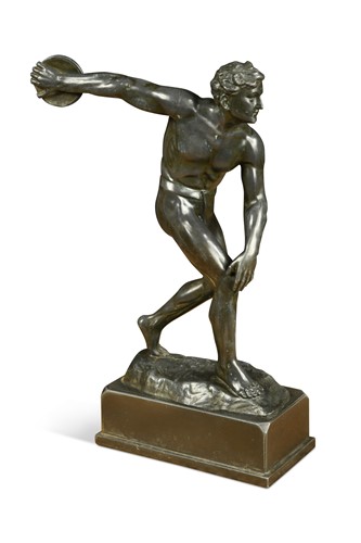 Lot 406 - After the Antique, a bronzed model of the discus thrower