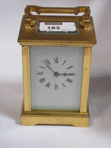 Lot 183 - A gilt brass carriage timepiece