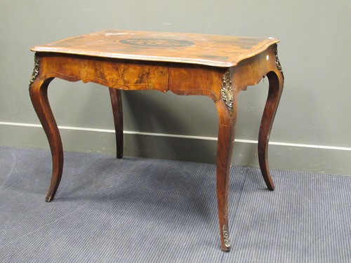 Lot 591 - Victorian walnut side table on cabriole legs...