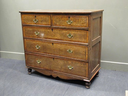 Lot 523 - 19th century oak and banded chest of drawers,...