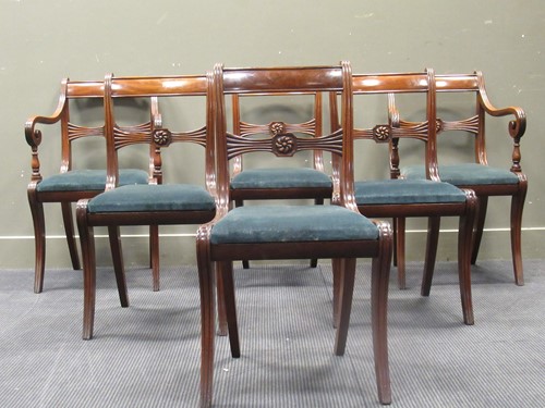 Lot 496 - A set of six Regency style mahogany dinning...