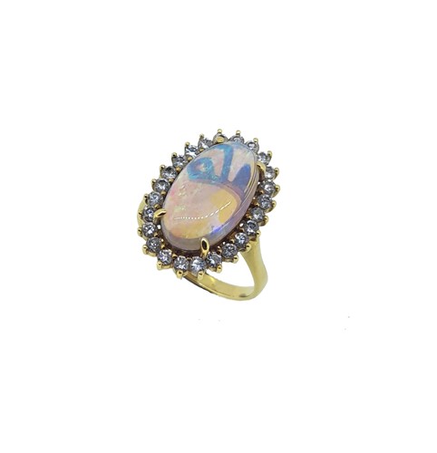 Lot 153 - An opal and diamond cluster ring