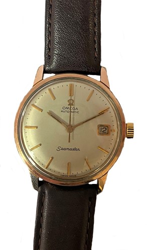 Lot 306 - Omega - A rose gold plated and steel 'Seamaster' wristwatch