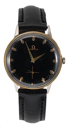 Lot 303 - Omega - A gold plated and steel oversized wristwatch