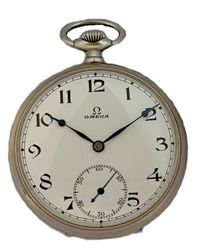 Lot 241 - Omega - A base metal open faced pocket watch