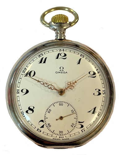 Lot 248 - Omega - A Swiss silver open faced pocket watch