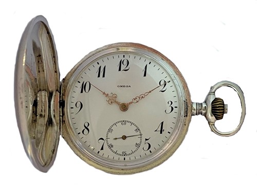 Lot 247 - Omega - A Swiss silver full hunter pocket watch