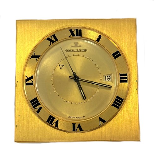 Lot 337 - Jaeger-LeCoultre - A rare gilt metal 'Memovox' travelling timepiece with alarm