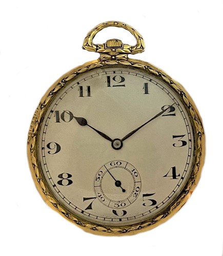 Lot 268 - Unsigned - An 18ct gold open faced dress pocket watch